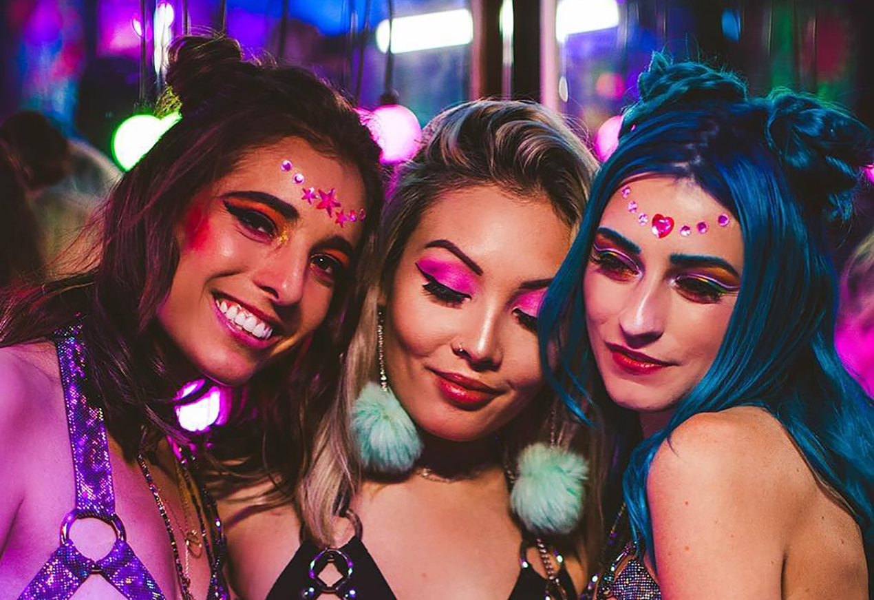 2 glittery women at the Glitterfest Day Rave