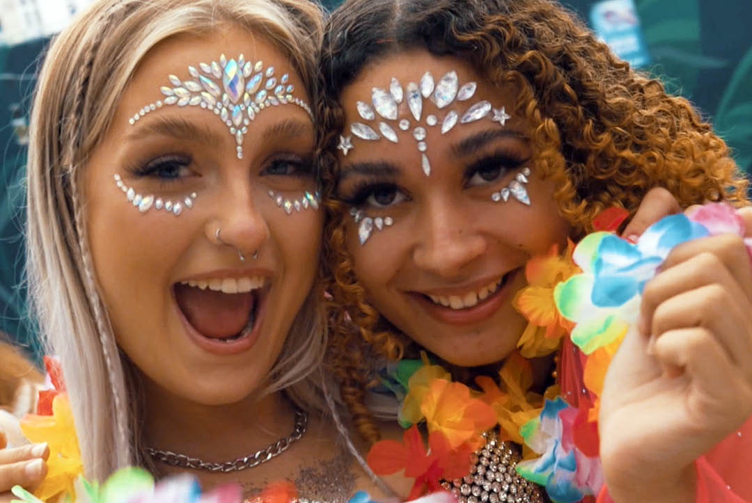 Photo of women wearing glitter and gems at Glitterfest